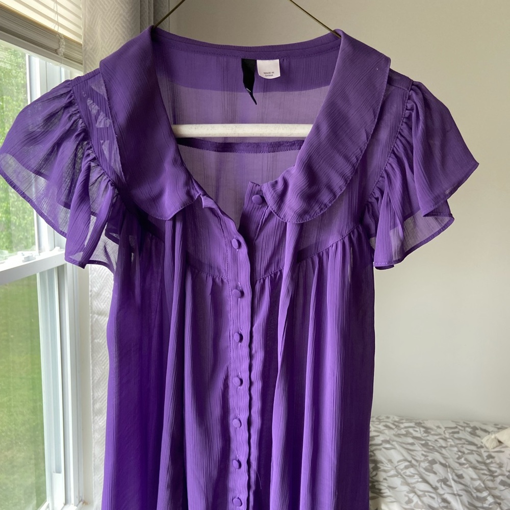 H&M short sleeve purple blouse